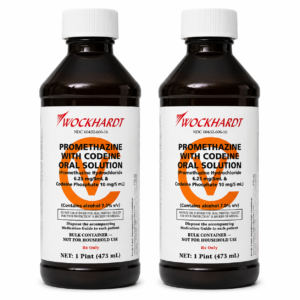 Two Wockhardt brand liquid amber suspension bottle with a secure closure cap